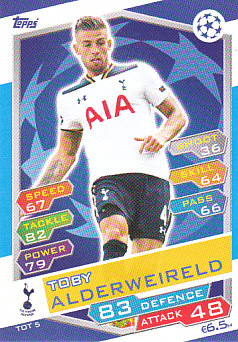 Toby Alderweireld Tottenham Hotspur 2016/17 Topps Match Attax CL #TOT05